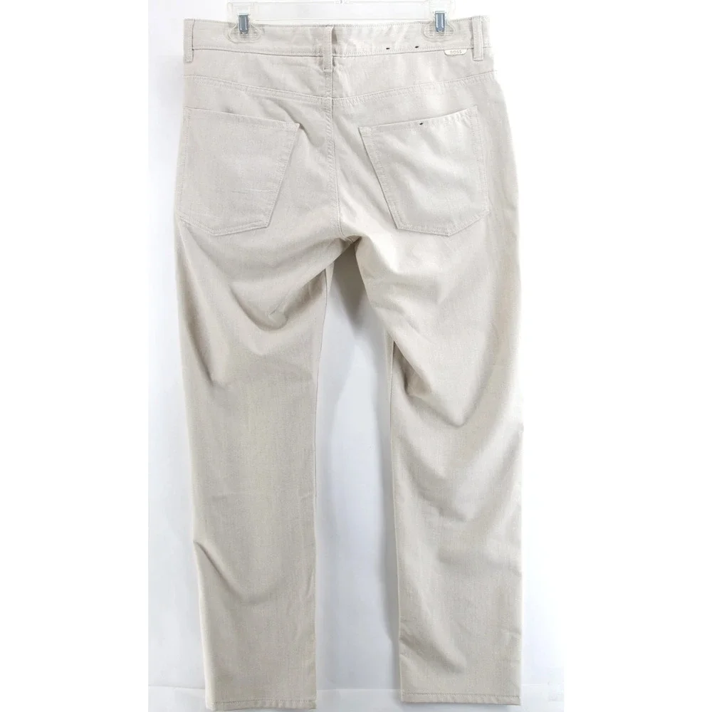 Hugo Boss Men Delaware Slim Fit White Chino Pants 33/30 Performance